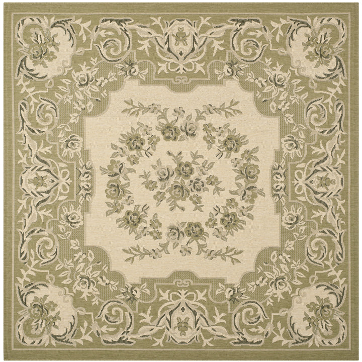 SAFAVIEH Outdoor CY7208-14A5 Courtyard Cream / Green Rug Image 7