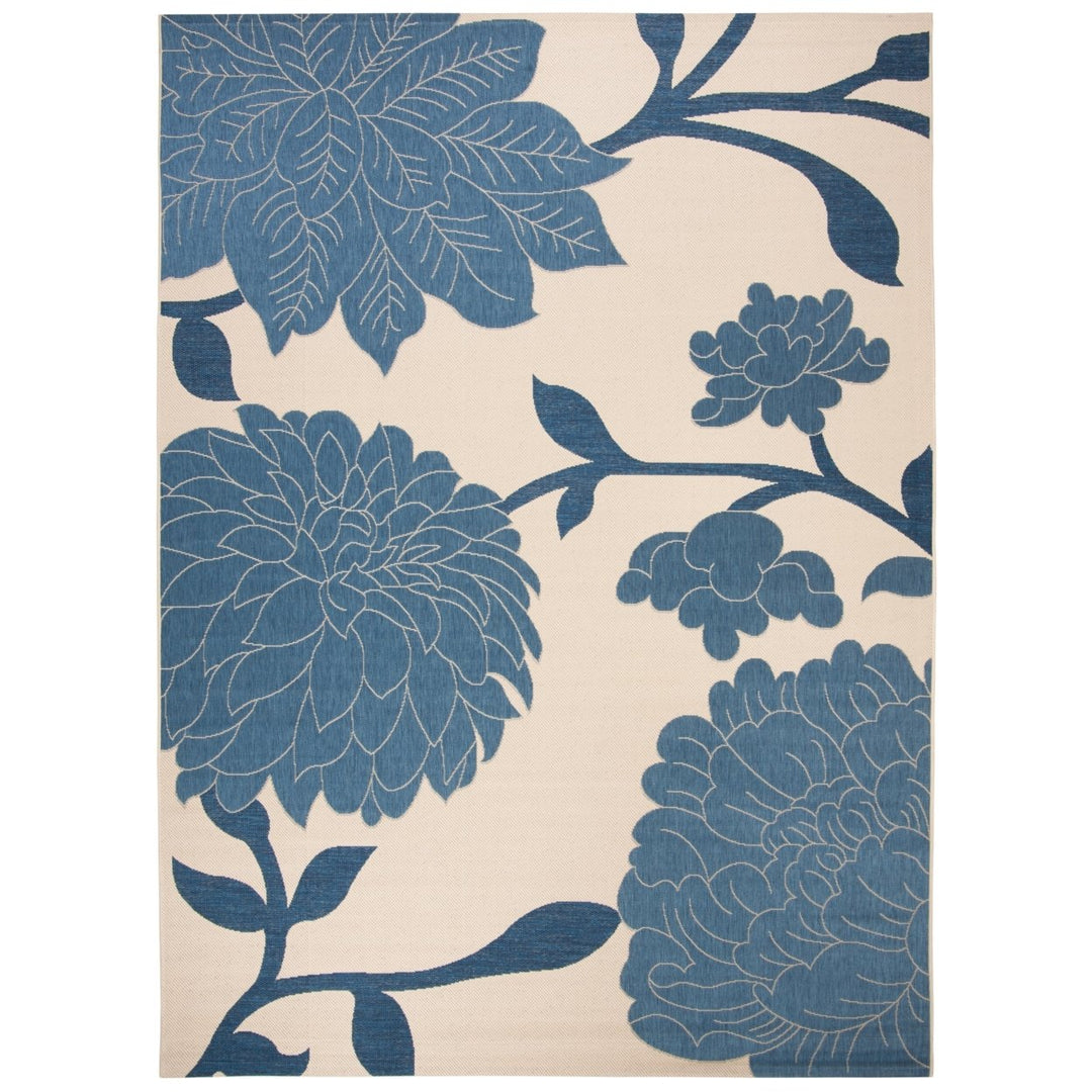 SAFAVIEH Outdoor CY7321-233A25 Courtyard Beige / Blue Rug Image 4