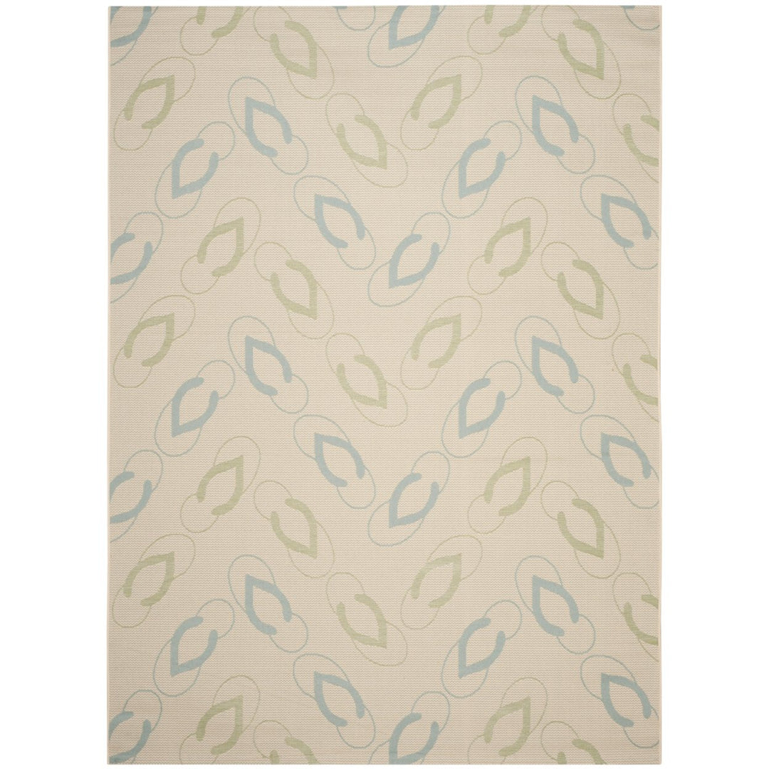 SAFAVIEH Outdoor CY7420-213A24 Courtyard Beige / Aqua Rug Image 1