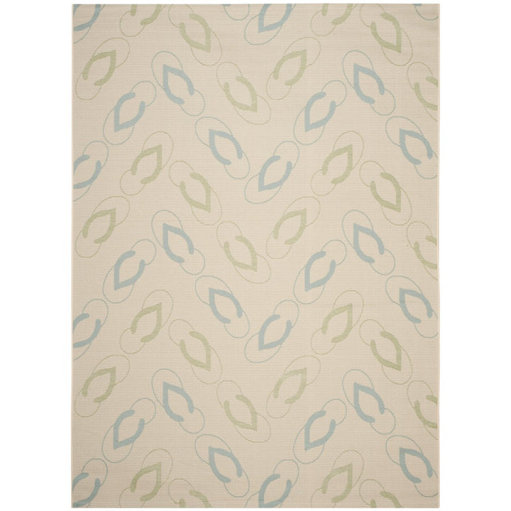 SAFAVIEH Outdoor CY7420-213A24 Courtyard Beige / Aqua Rug Image 1