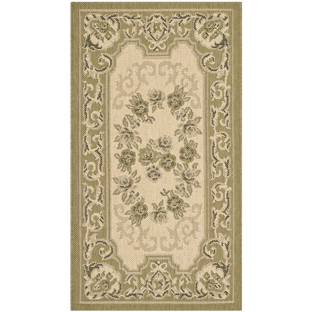 SAFAVIEH Outdoor CY7208-14A5 Courtyard Cream / Green Rug Image 1