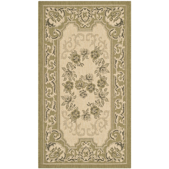 SAFAVIEH Outdoor CY7208-14A5 Courtyard Cream / Green Rug Image 1