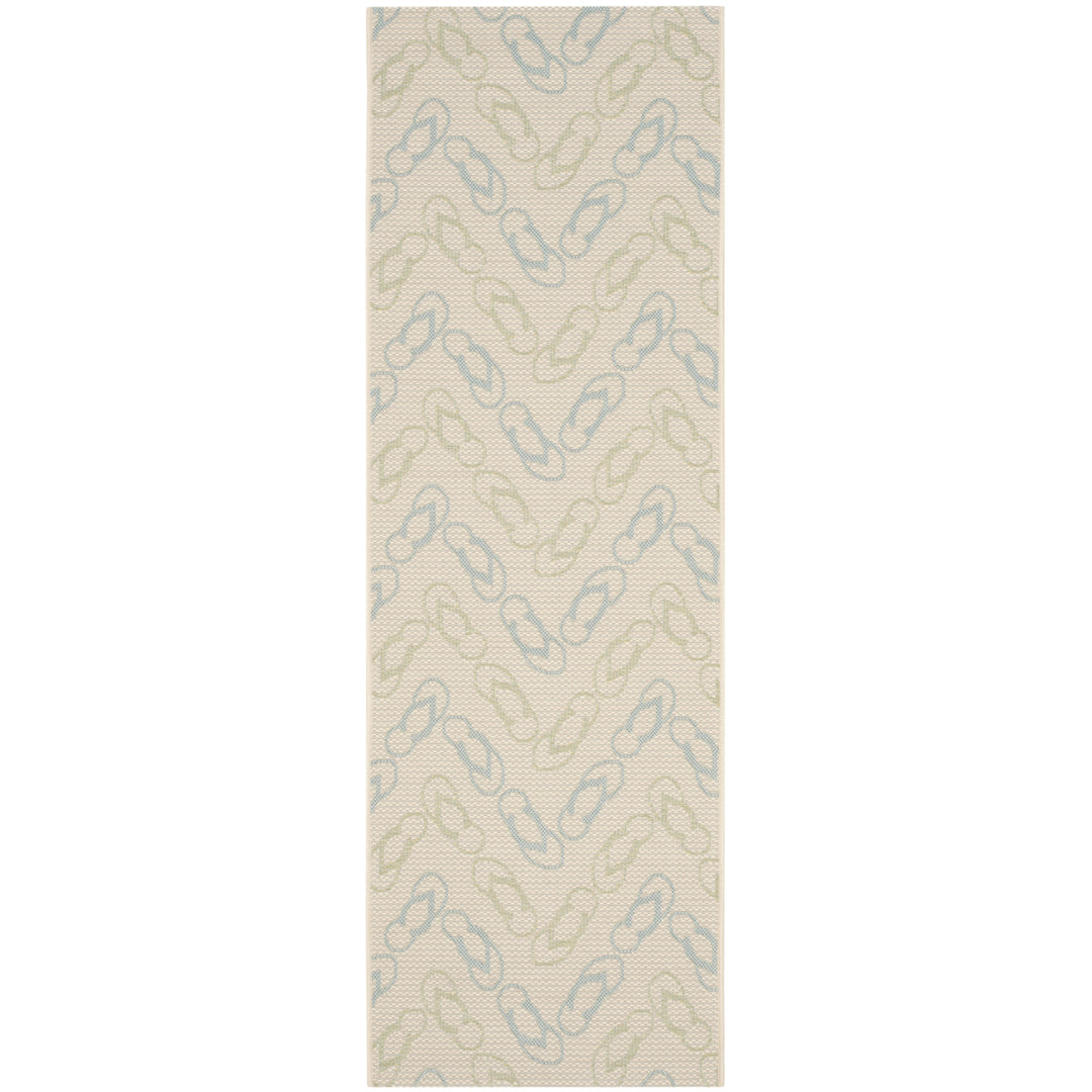 SAFAVIEH Outdoor CY7420-213A24 Courtyard Beige / Aqua Rug Image 4