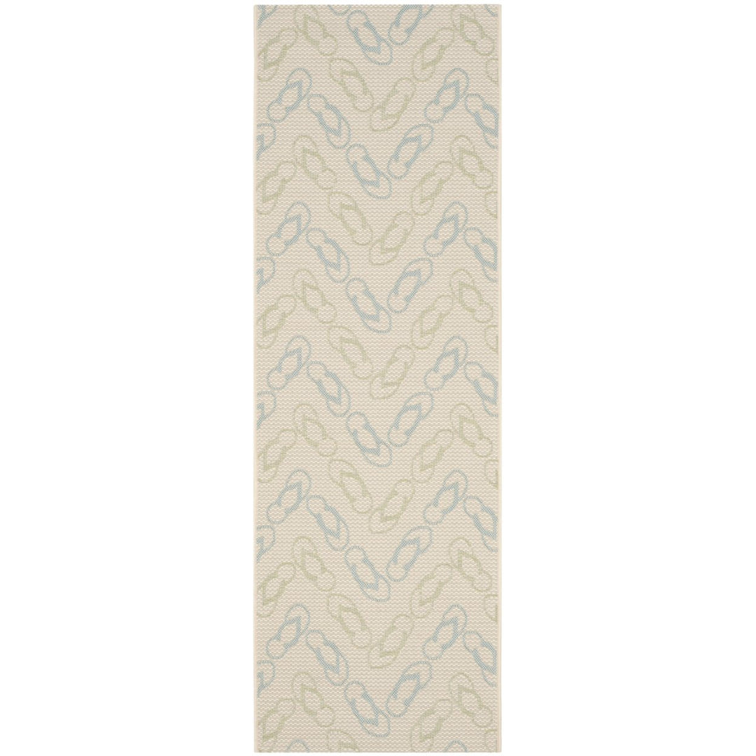 SAFAVIEH Outdoor CY7420-213A24 Courtyard Beige / Aqua Rug Image 1