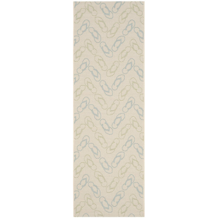 SAFAVIEH Outdoor CY7420-213A24 Courtyard Beige / Aqua Rug Image 1