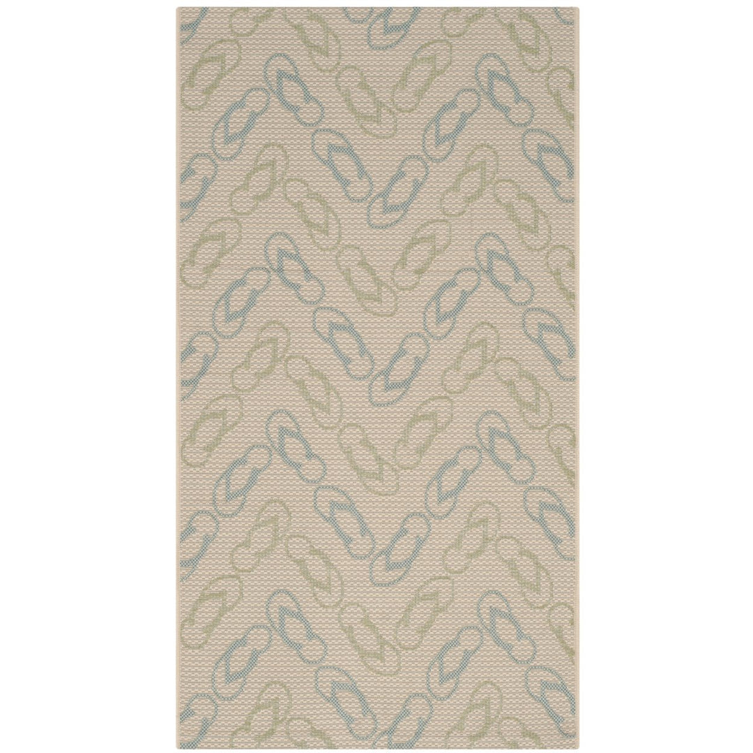 SAFAVIEH Outdoor CY7420-213A24 Courtyard Beige / Aqua Rug Image 1