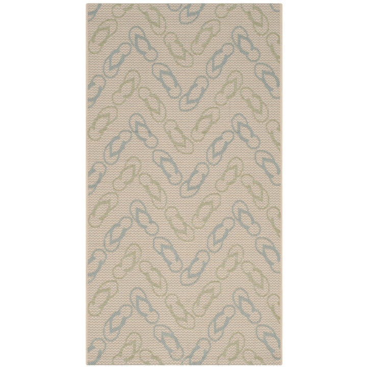 SAFAVIEH Outdoor CY7420-213A24 Courtyard Beige / Aqua Rug Image 1