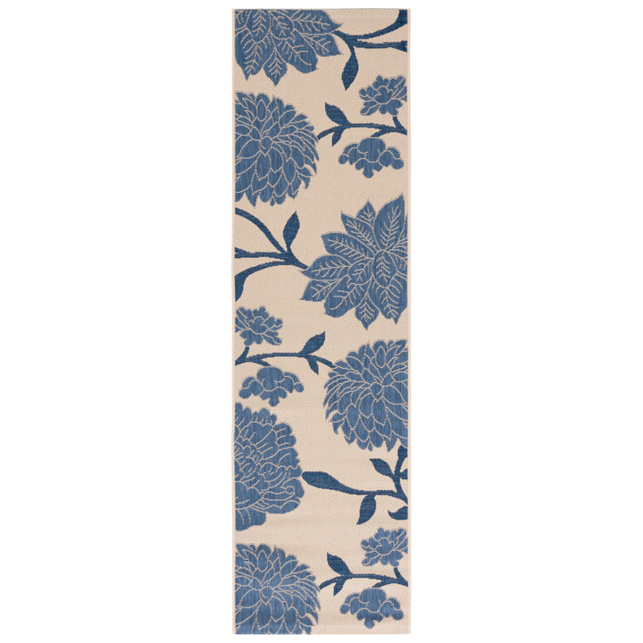 SAFAVIEH Outdoor CY7321-233A25 Courtyard Beige / Blue Rug Image 6