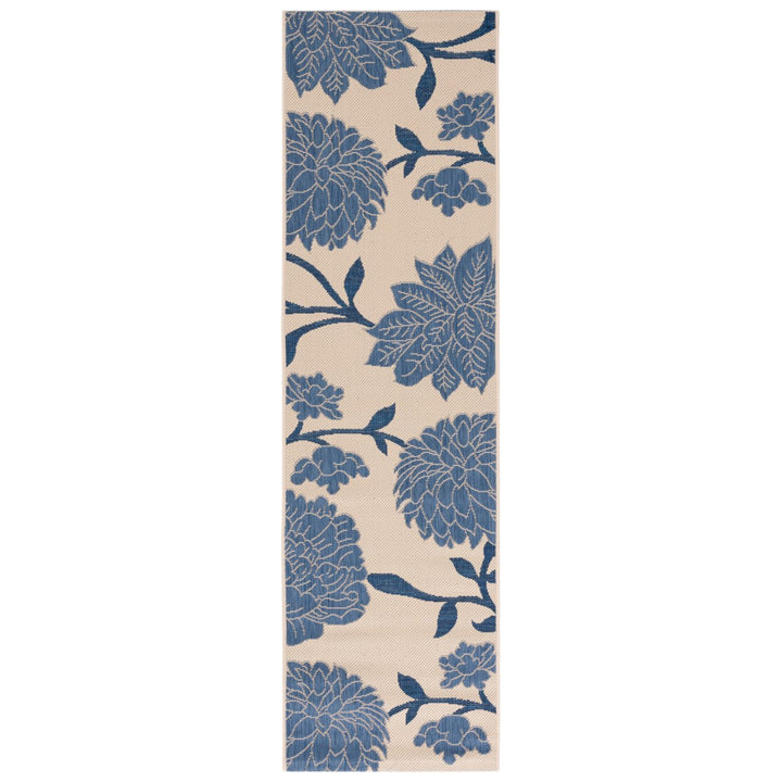 SAFAVIEH Outdoor CY7321-233A25 Courtyard Beige / Blue Rug Image 1