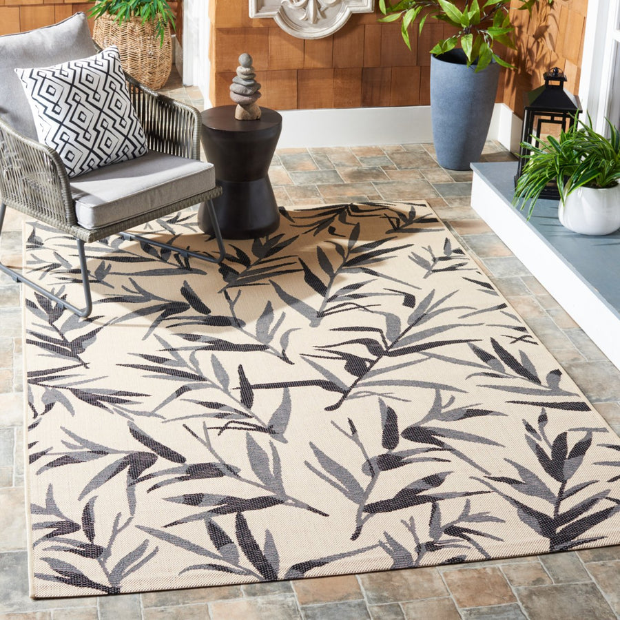 SAFAVIEH Outdoor CY7425-236A5 Courtyard Beige / Anthracite Rug Image 1