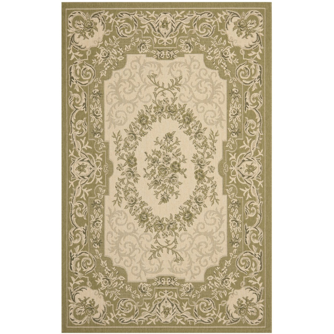 SAFAVIEH Outdoor CY7208-14A5 Courtyard Cream / Green Rug Image 1