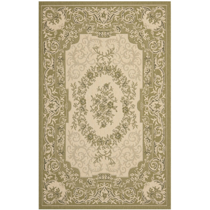 SAFAVIEH Outdoor CY7208-14A5 Courtyard Cream / Green Rug Image 1