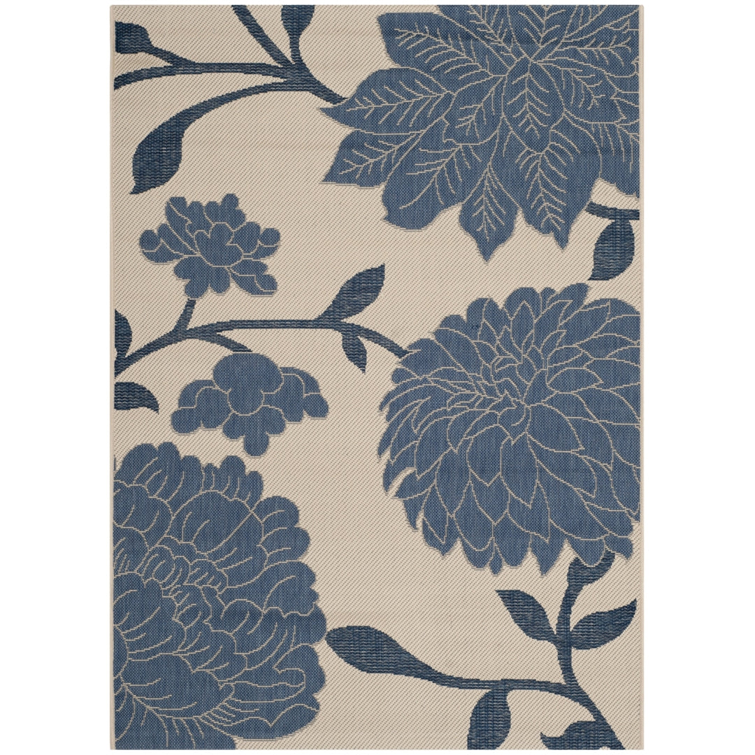 SAFAVIEH Outdoor CY7321-233A25 Courtyard Beige / Blue Rug Image 9