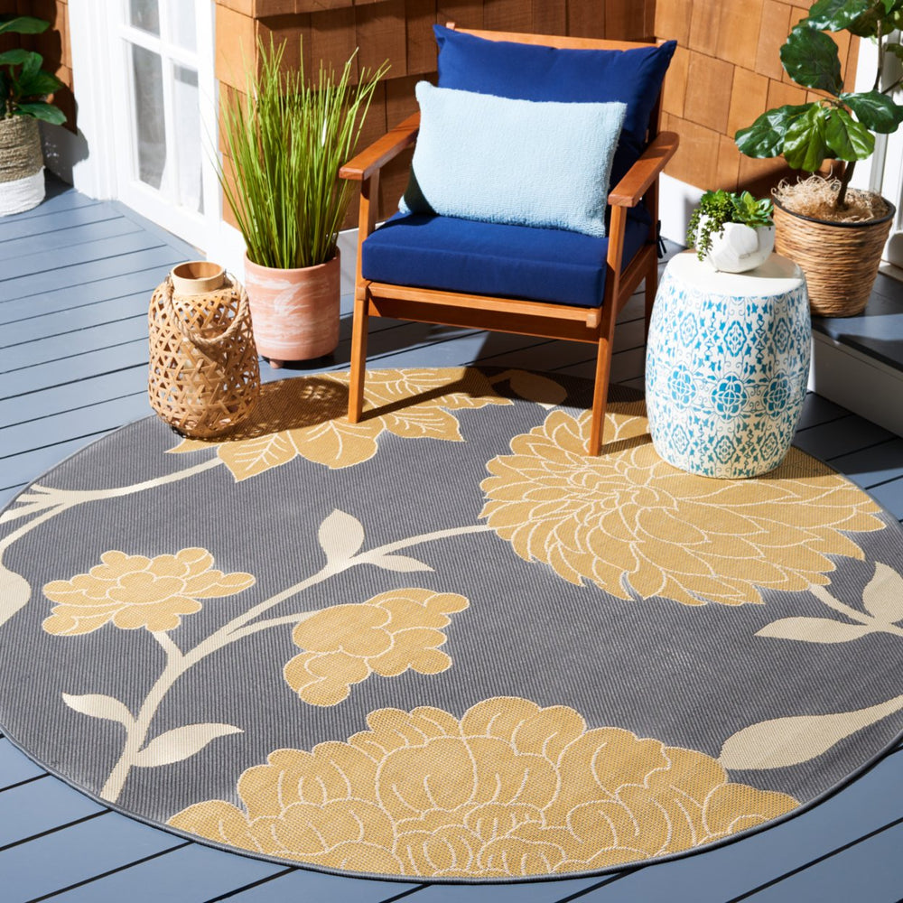 SAFAVIEH Outdoor CY7321-246A21 Courtyard Anthracite / Beige Rug Image 2
