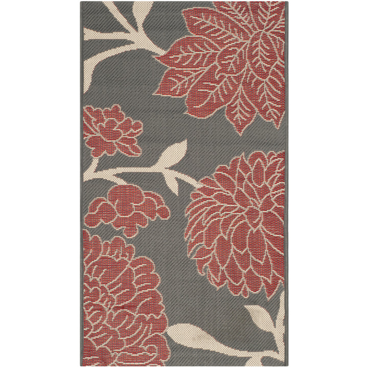 SAFAVIEH Outdoor CY7321-246A11 Courtyard Anthracite / Red Rug Image 9