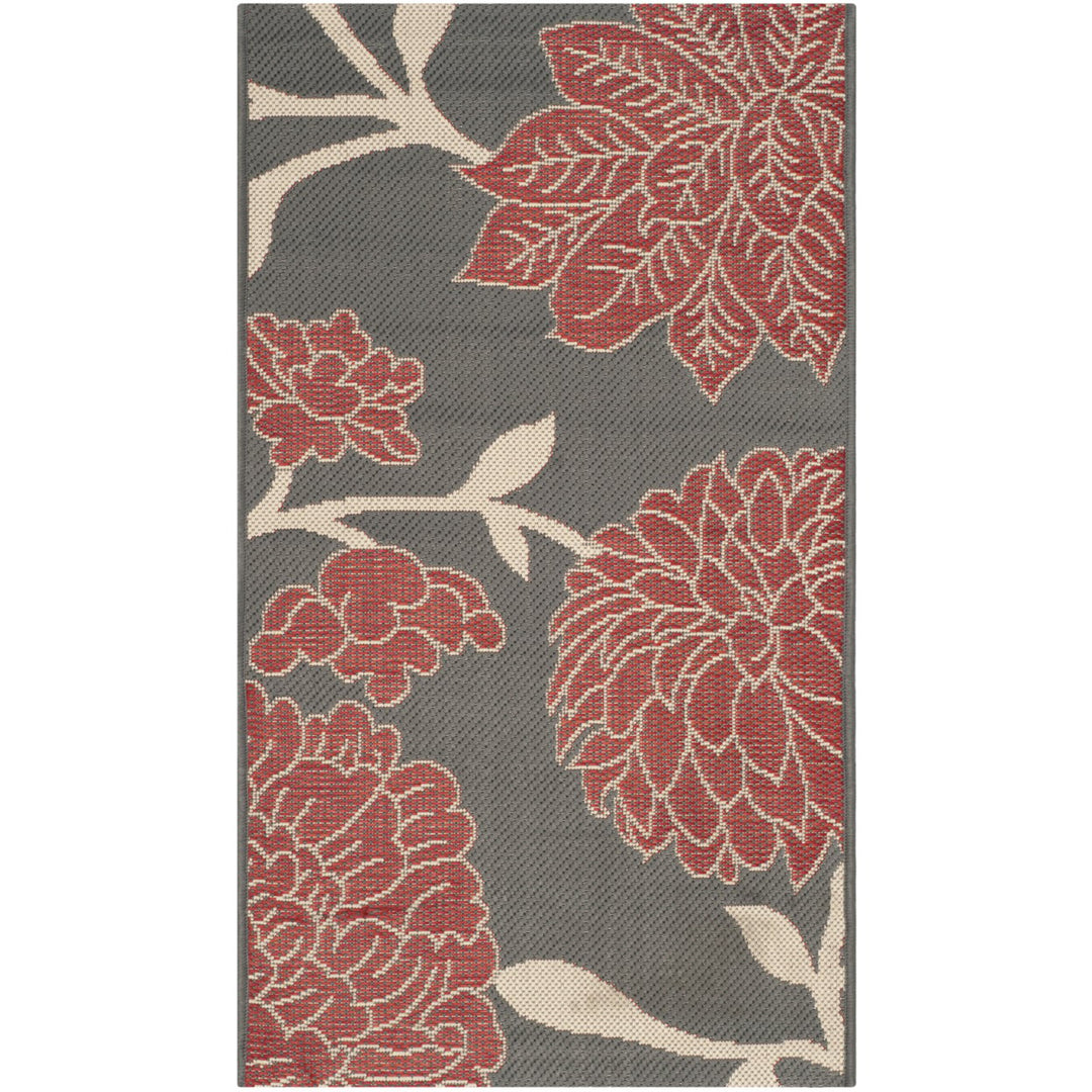 SAFAVIEH Outdoor CY7321-246A11 Courtyard Anthracite / Red Rug Image 1