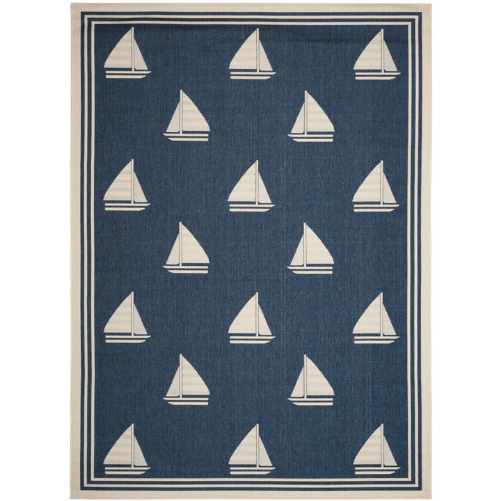 SAFAVIEH Outdoor CY7422-258A22 Courtyard Navy / Beige Rug Image 1