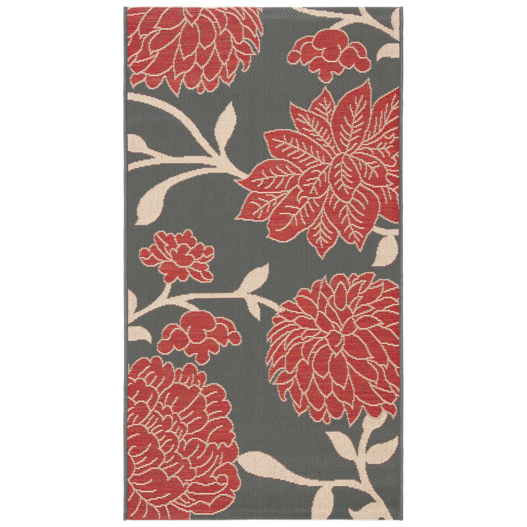 SAFAVIEH Outdoor CY7321-246A11 Courtyard Anthracite / Red Rug Image 10