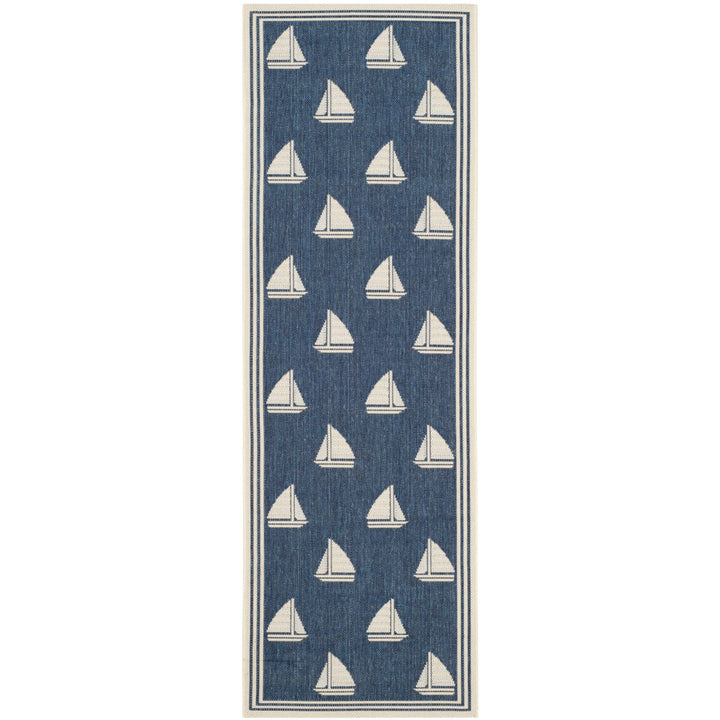 SAFAVIEH Outdoor CY7422-258A22 Courtyard Navy / Beige Rug Image 1