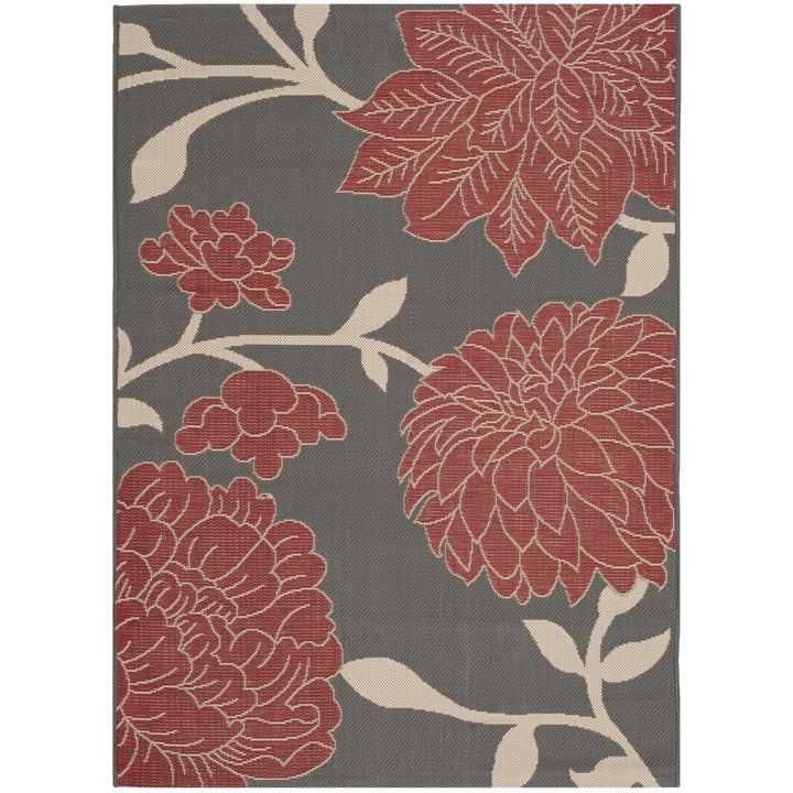 SAFAVIEH Outdoor CY7321-246A11 Courtyard Anthracite / Red Rug Image 1