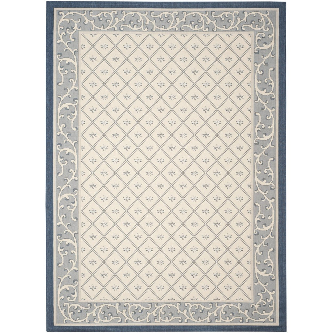 SAFAVIEH Outdoor CY7427-258A22 Courtyard Beige / Navy Rug Image 1