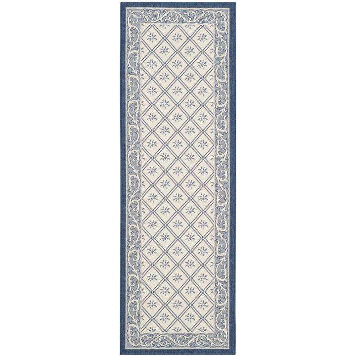 SAFAVIEH Outdoor CY7427-258A22 Courtyard Beige / Navy Rug Image 4