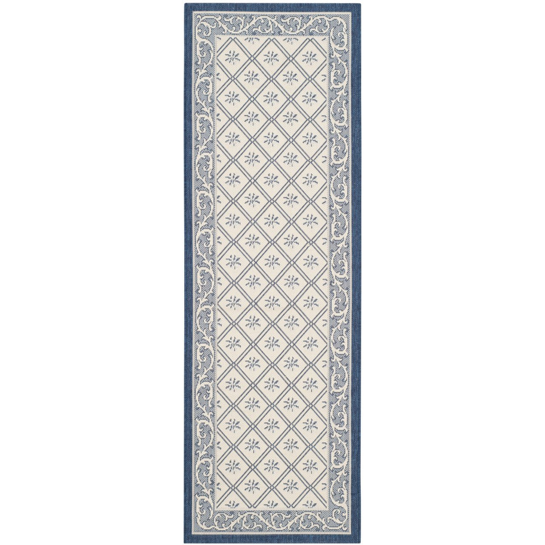 SAFAVIEH Outdoor CY7427-258A22 Courtyard Beige / Navy Rug Image 1