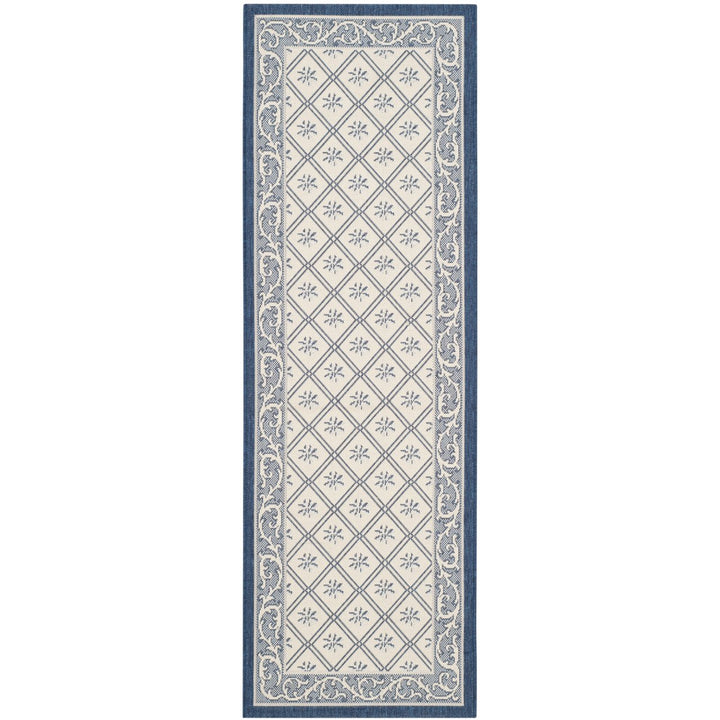 SAFAVIEH Outdoor CY7427-258A22 Courtyard Beige / Navy Rug Image 1