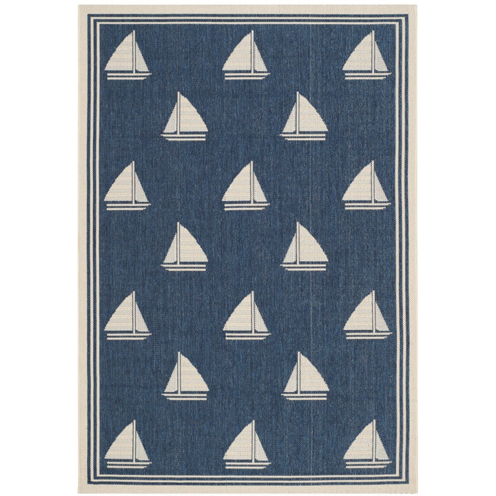 SAFAVIEH Outdoor CY7422-258A22 Courtyard Navy / Beige Rug Image 1