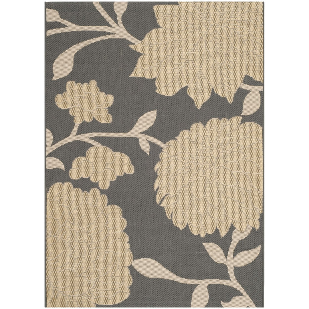 SAFAVIEH Outdoor CY7321-246A21 Courtyard Anthracite / Beige Rug Image 1