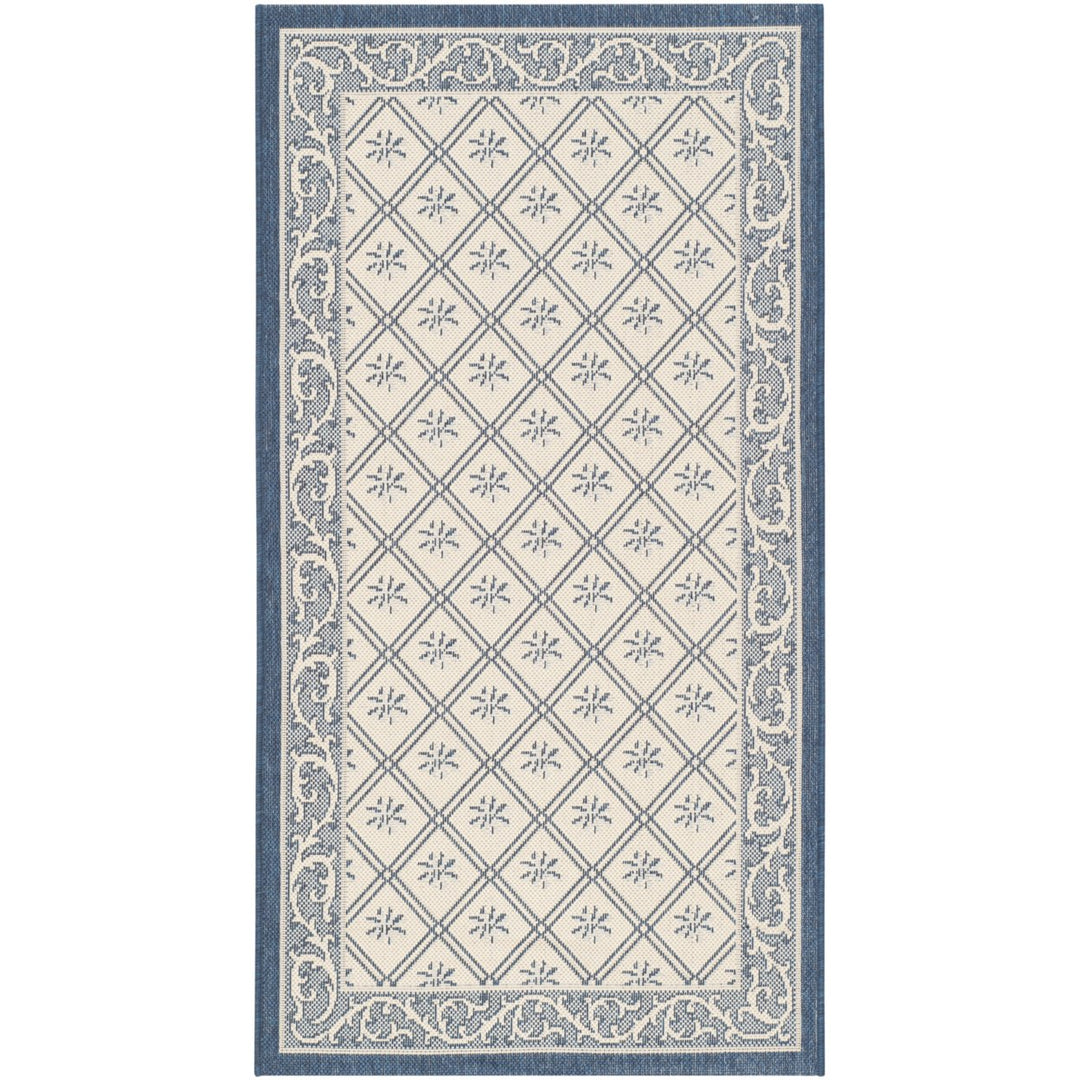 SAFAVIEH Outdoor CY7427-258A22 Courtyard Beige / Navy Rug Image 1