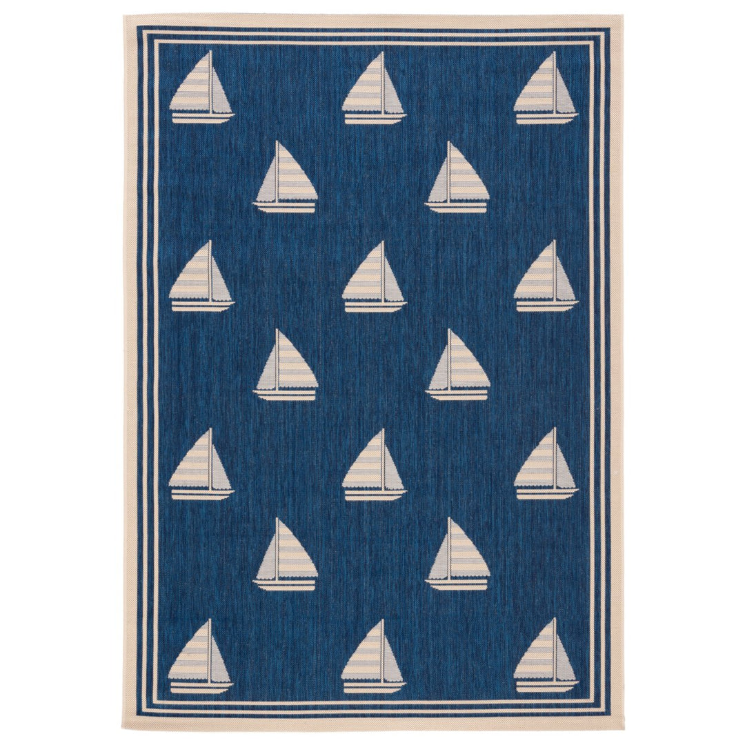 SAFAVIEH Outdoor CY7422-258A22 Courtyard Navy / Beige Rug Image 1