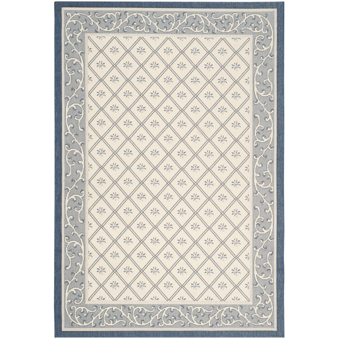 SAFAVIEH Outdoor CY7427-258A22 Courtyard Beige / Navy Rug Image 1