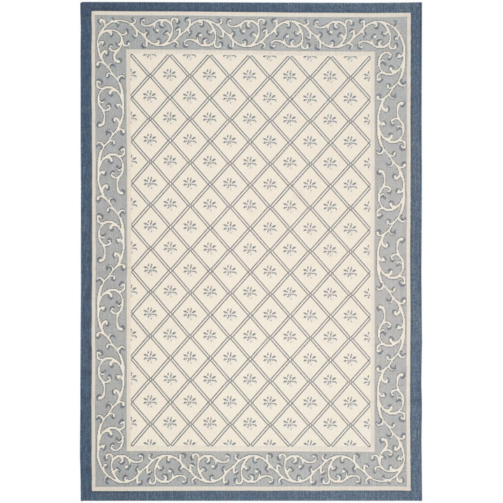 SAFAVIEH Outdoor CY7427-258A22 Courtyard Beige / Navy Rug Image 1