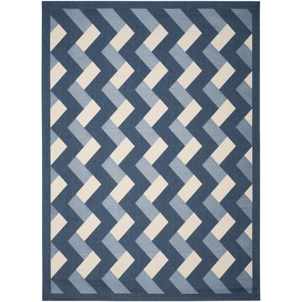 SAFAVIEH Outdoor CY7430-258A3 Courtyard Navy / Beige Rug Image 2