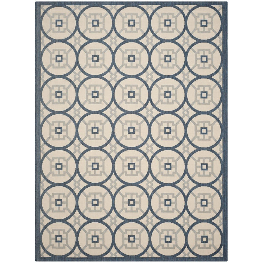 SAFAVIEH Outdoor CY7476-25812 Courtyard Beige / Navy Rug Image 1