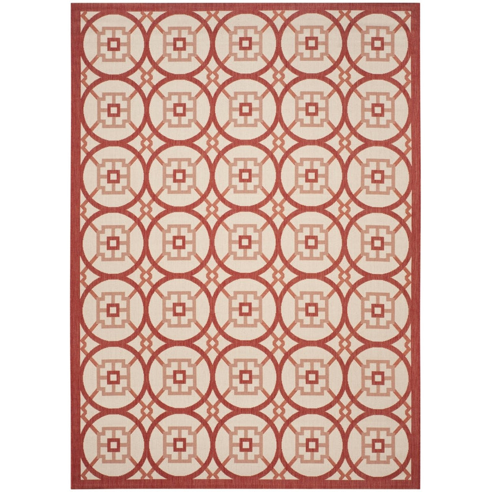 SAFAVIEH Outdoor CY7476-23812 Courtyard Beige / Red Rug Image 2