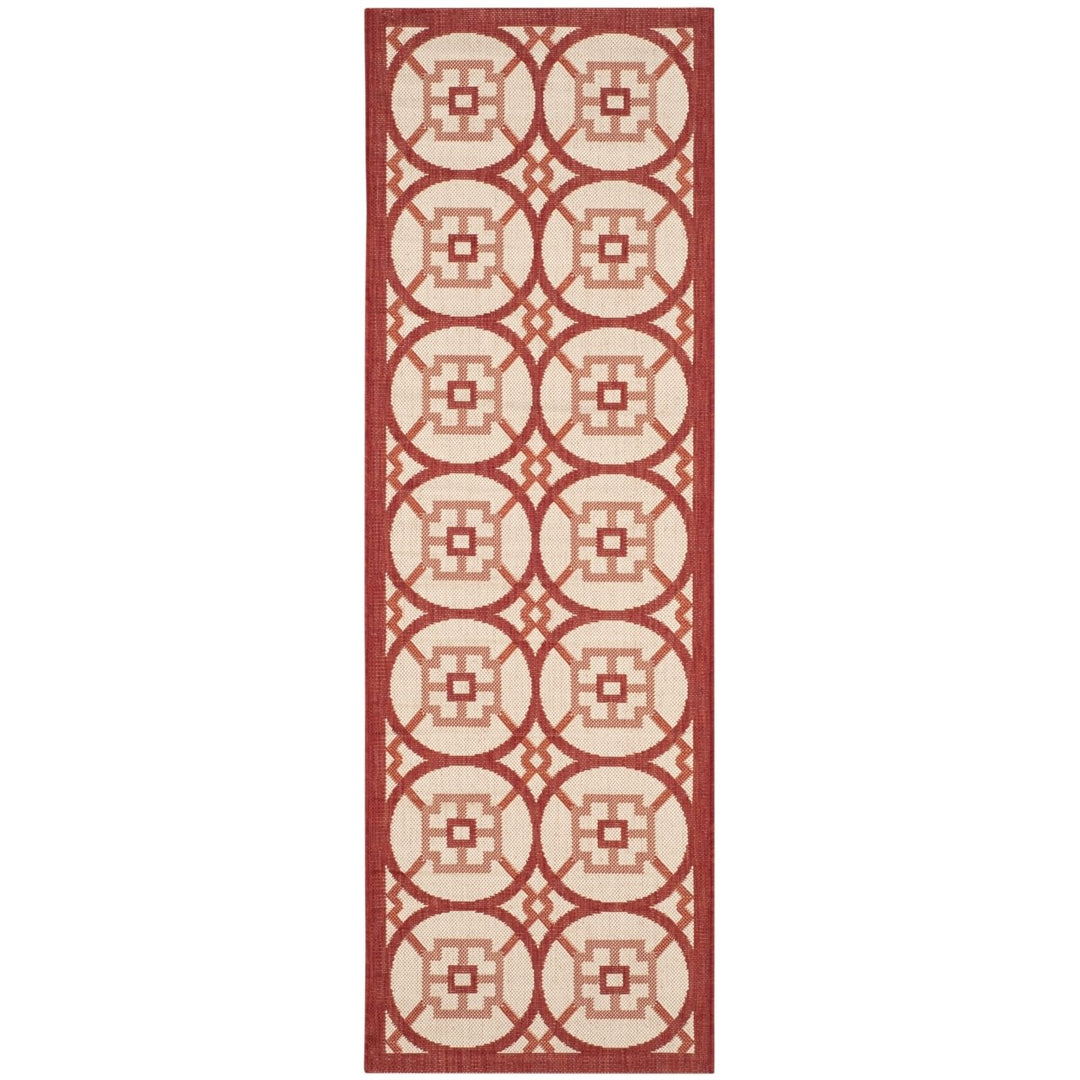 SAFAVIEH Outdoor CY7476-23812 Courtyard Beige / Red Rug Image 3