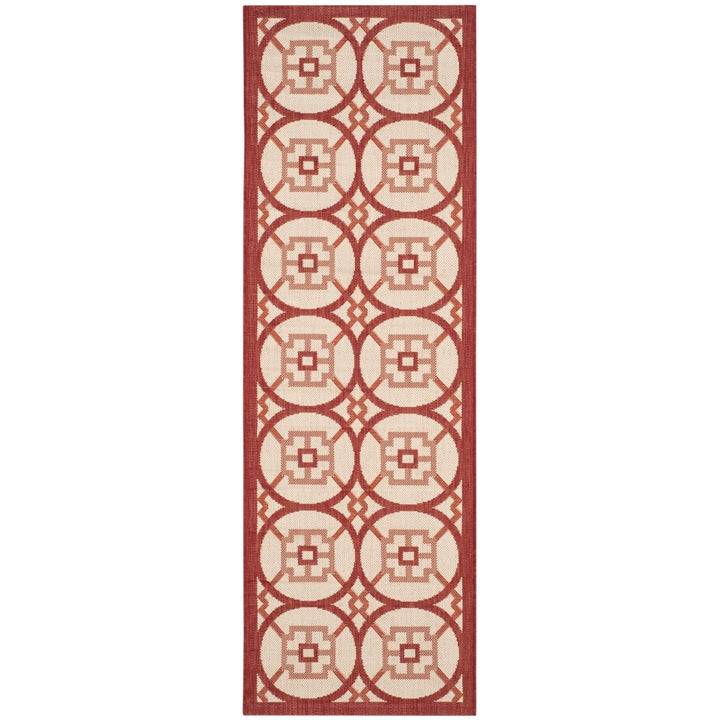 SAFAVIEH Outdoor CY7476-23812 Courtyard Beige / Red Rug Image 3