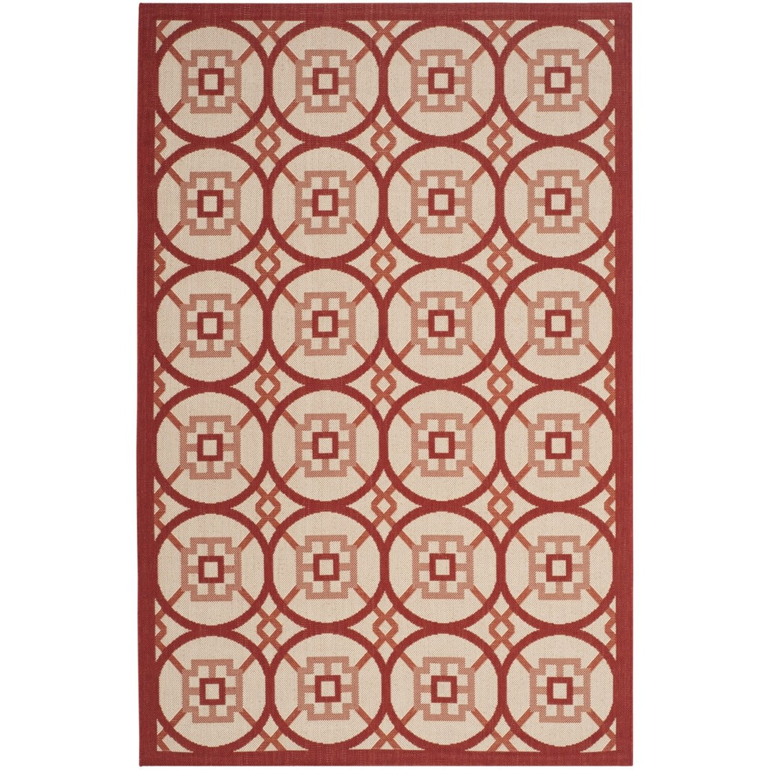 SAFAVIEH Outdoor CY7476-23812 Courtyard Beige / Red Rug Image 6