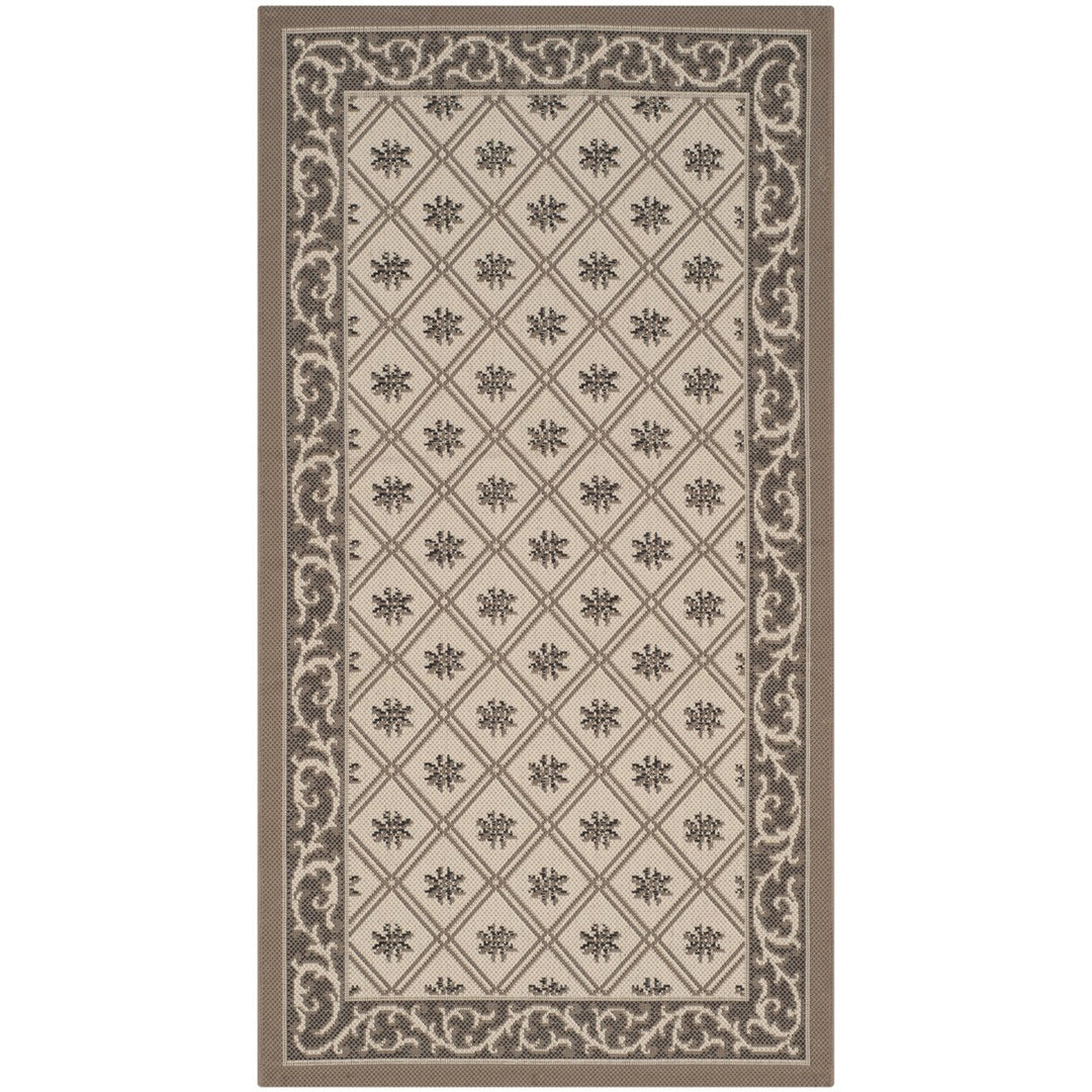 SAFAVIEH Outdoor CY7427-079A5 Courtyard Beige / Dark Beige Rug Image 1