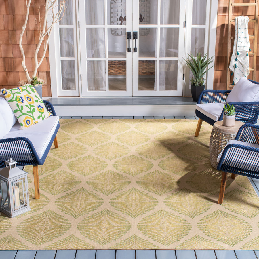 SAFAVIEH Outdoor CY7504-21812 Courtyard Green / Ivory Rug Image 1