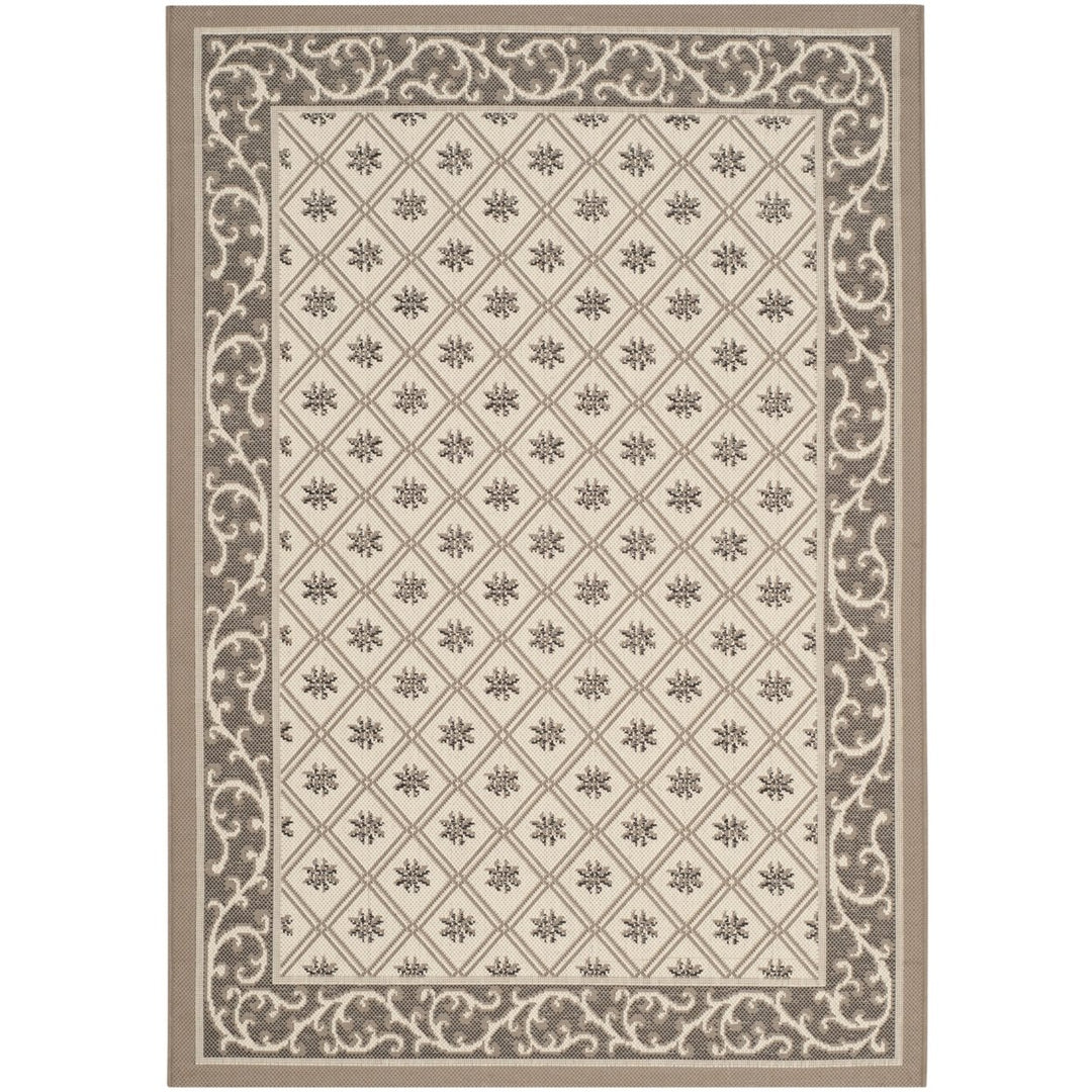 SAFAVIEH Outdoor CY7427-079A5 Courtyard Beige / Dark Beige Rug Image 1