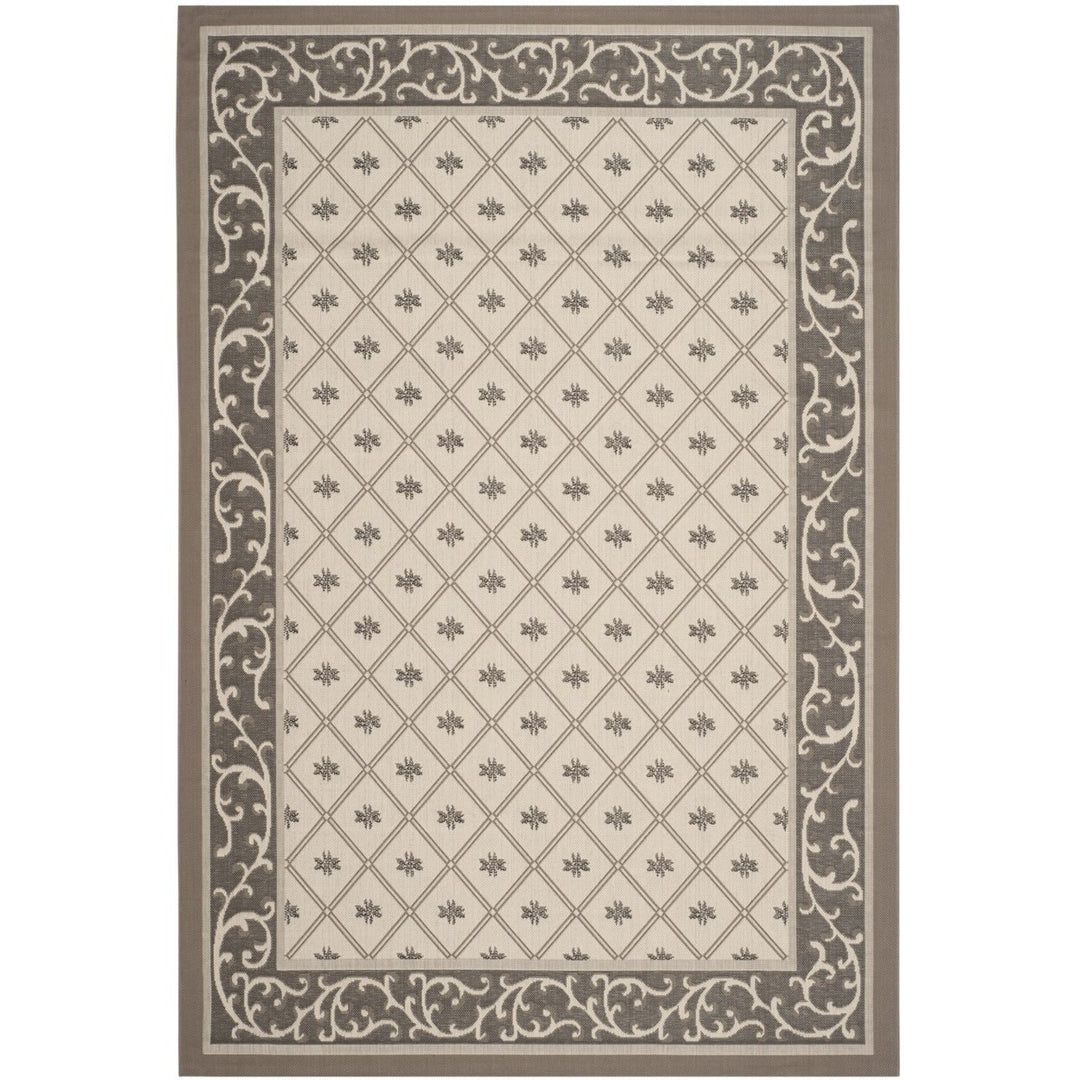 SAFAVIEH Outdoor CY7427-079A5 Courtyard Beige / Dark Beige Rug Image 1