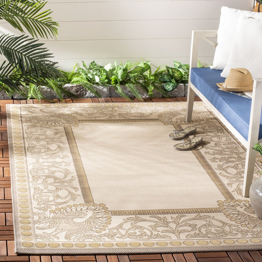 SAFAVIEH Outdoor CY7514-79A21 Courtyard Beige / Dark Beige Rug Image 1