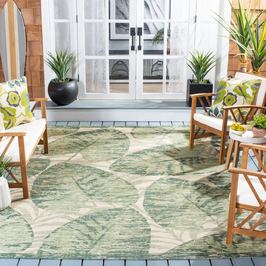 SAFAVIEH Outdoor CY7556-32212 Courtyard Beige / Green Rug Image 1