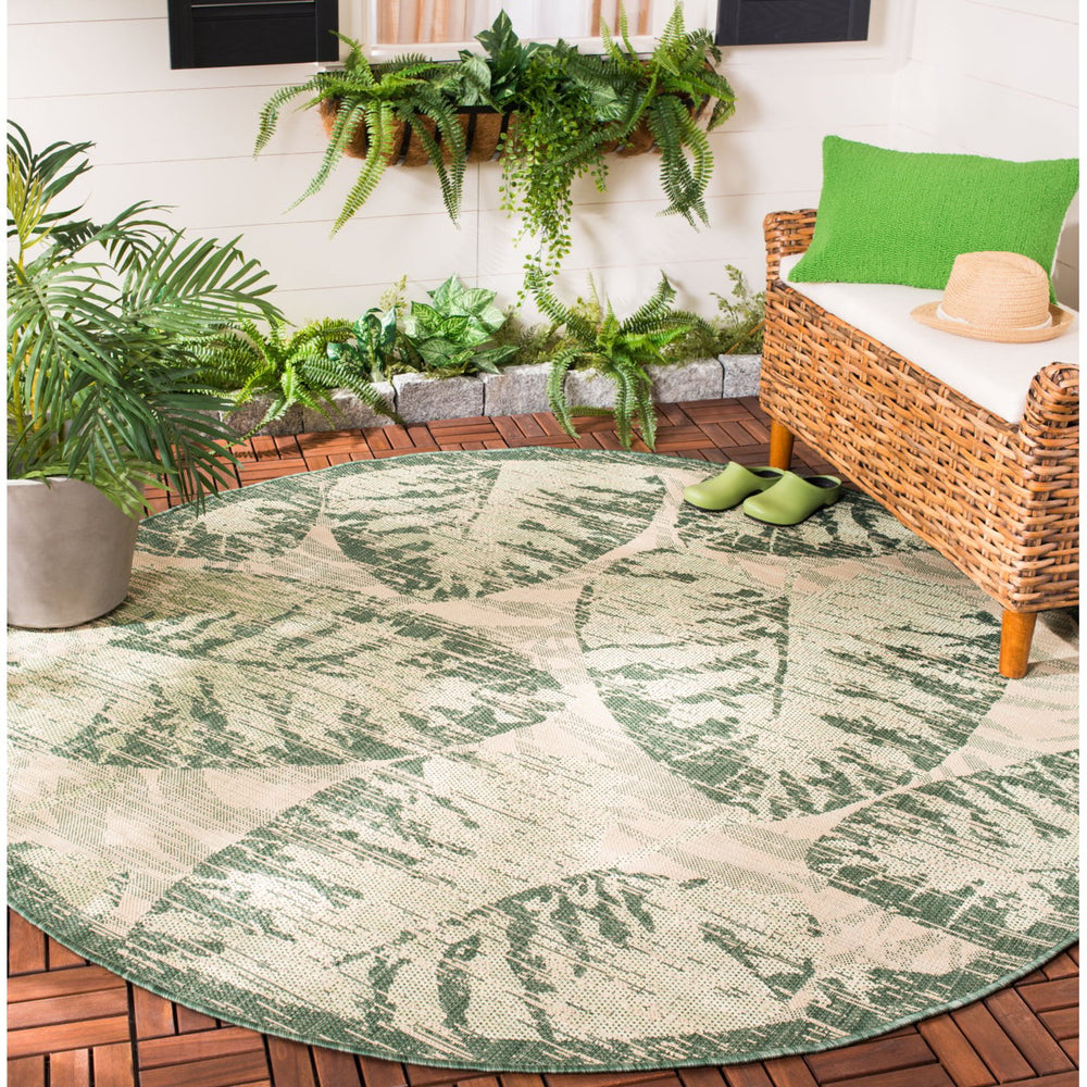 SAFAVIEH Outdoor CY7556-32212 Courtyard Beige / Green Rug Image 2