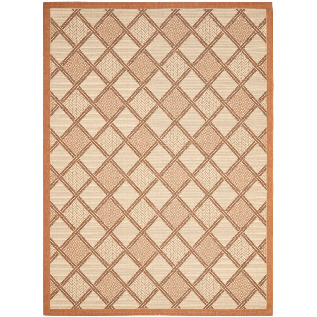 SAFAVIEH Outdoor CY7570-11A7 Courtyard Cream / Terracotta Rug Image 1