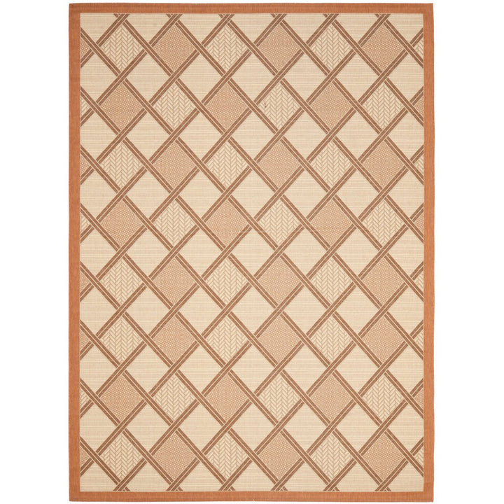 SAFAVIEH Outdoor CY7570-11A7 Courtyard Cream / Terracotta Rug Image 1