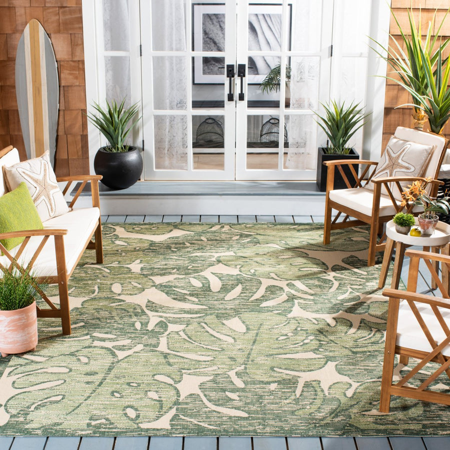 SAFAVIEH Outdoor CY7560-32212 Courtyard Beige / Green Rug Image 1